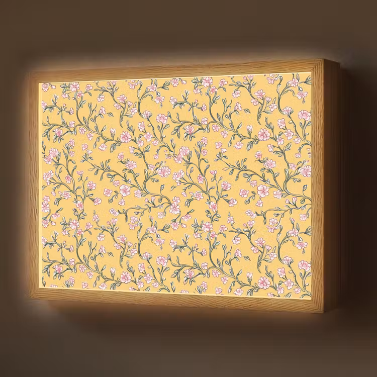 Lightbox - Wandlamp - Bloemen - Motief - Geel — 1