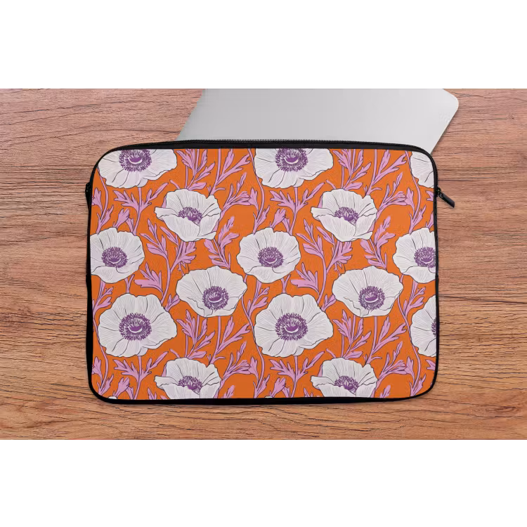 Laptophoes - Bloemen - Grafisch - Oranje — 2