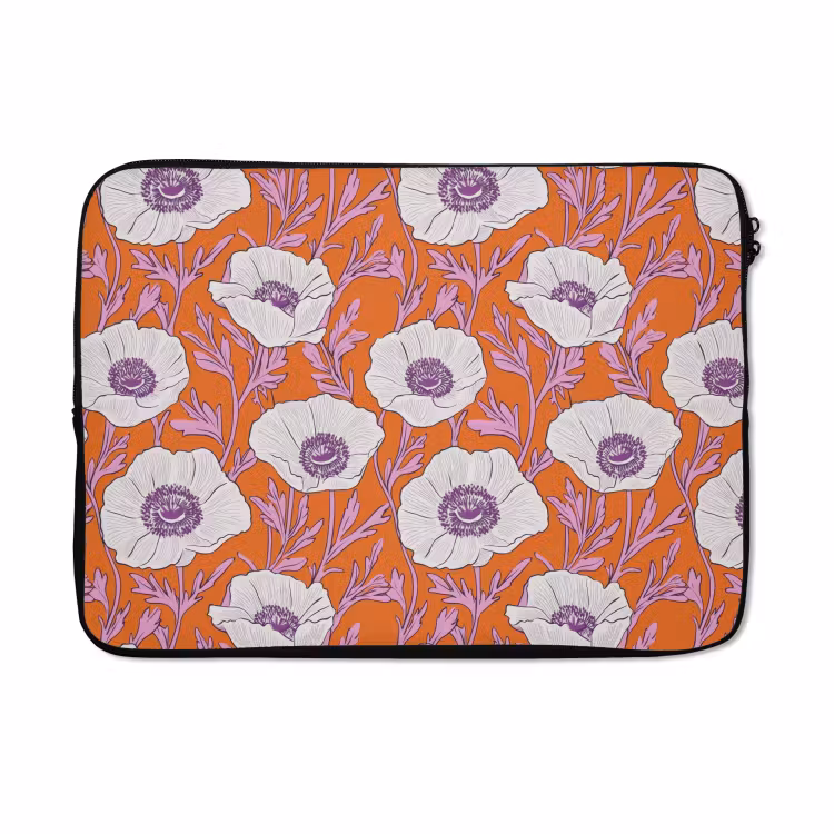 Laptophoes - Bloemen - Grafisch - Oranje — 5