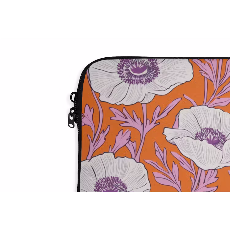 Laptophoes - Bloemen - Grafisch - Oranje — 6