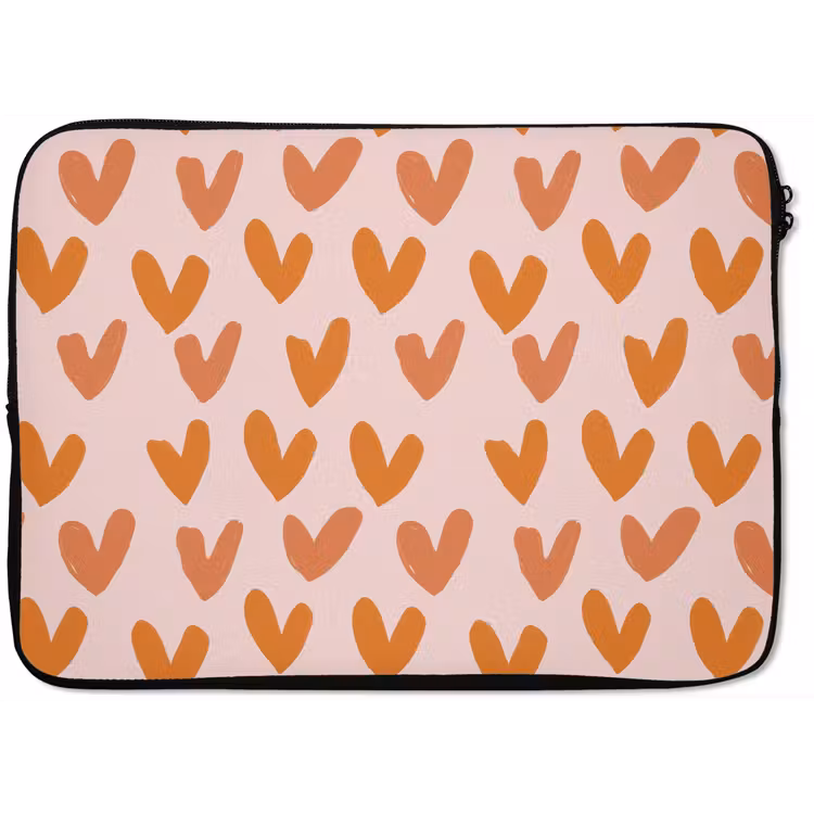 Laptophoes - Hartjes - Getekend - Oranje — 1