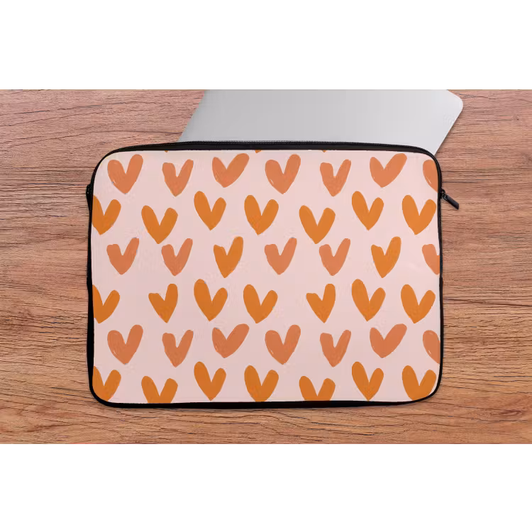 Laptophoes - Hartjes - Getekend - Oranje — 2