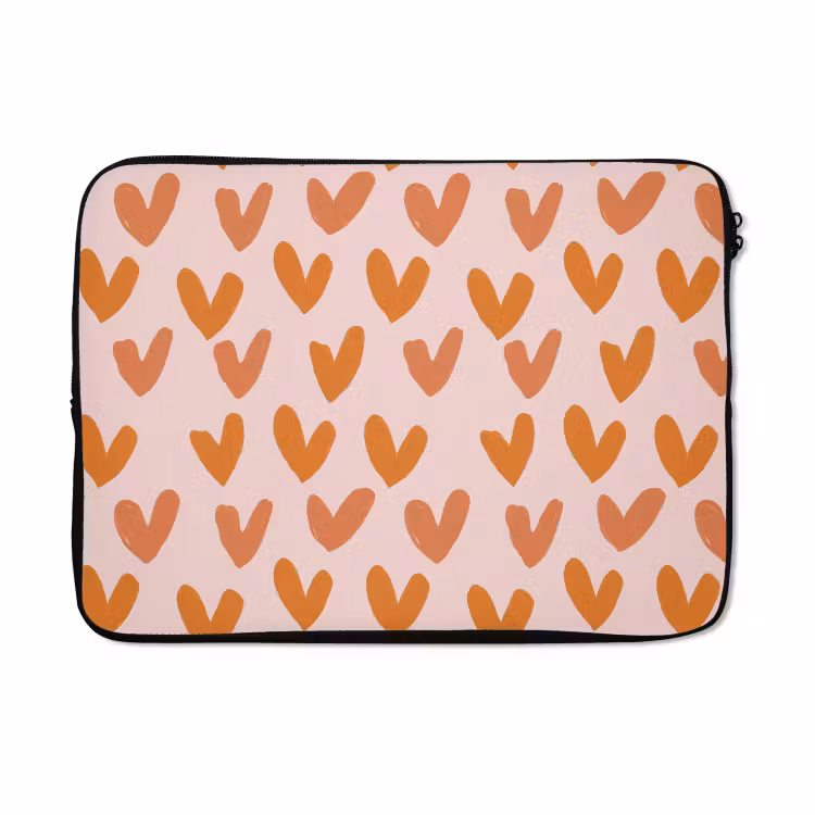 Laptophoes - Hartjes - Getekend - Oranje — 5