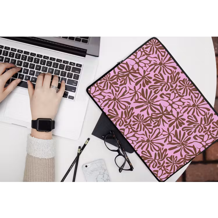 Laptophoes - Organisch - Patroon - Roze — 3