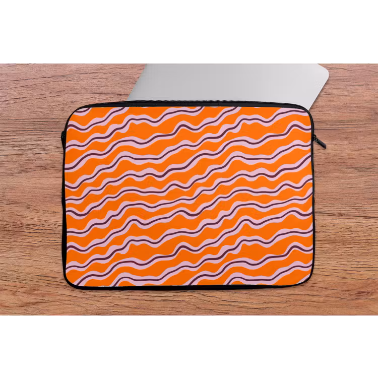 Laptophoes - Retro - Golvend - Oranje — 2