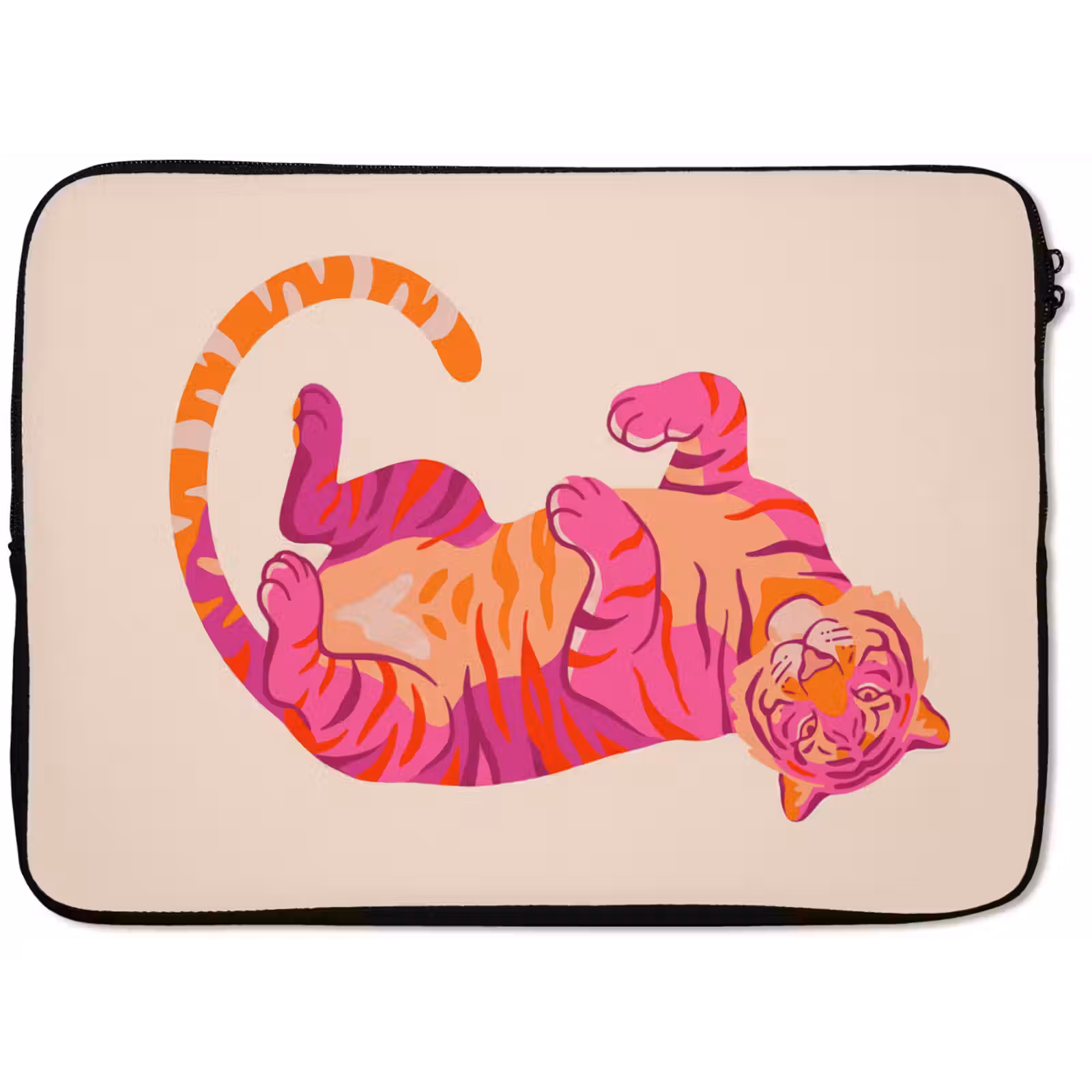 Laptophoes - Tijger - Roze - Oranje — 1