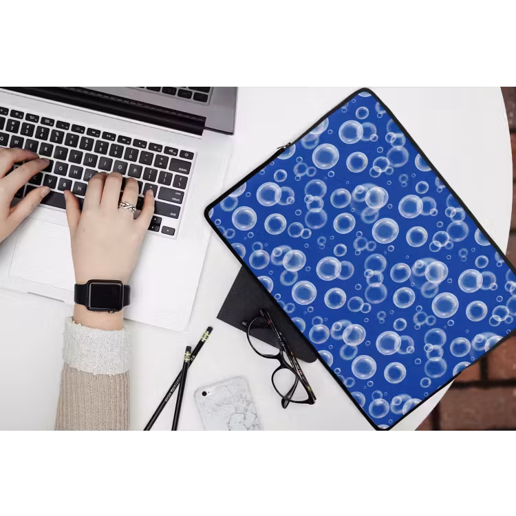 Laptophoes - Bubbels - Patroon - Blauw — 3