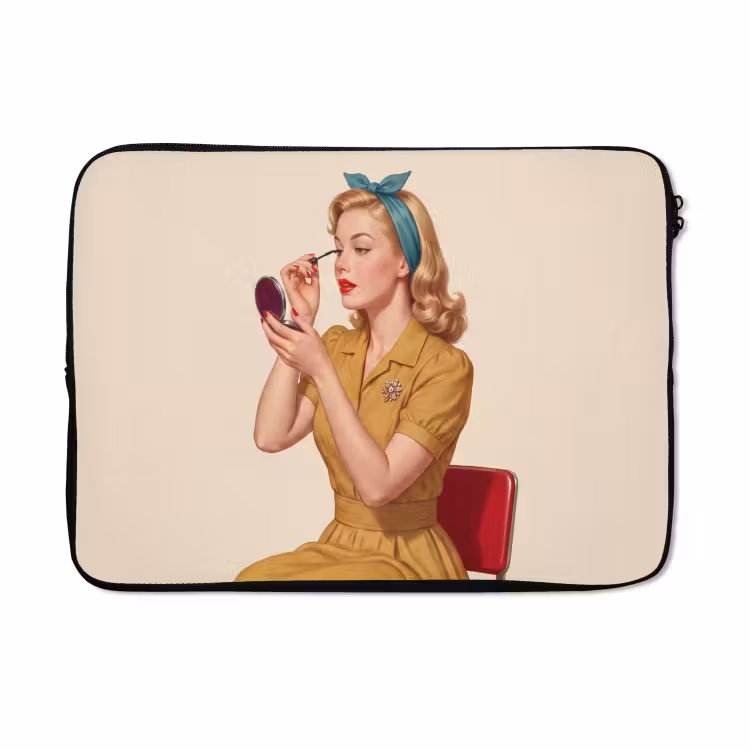 Laptophoes - Illustratie - Mascara - Vrouw - Geel — 5