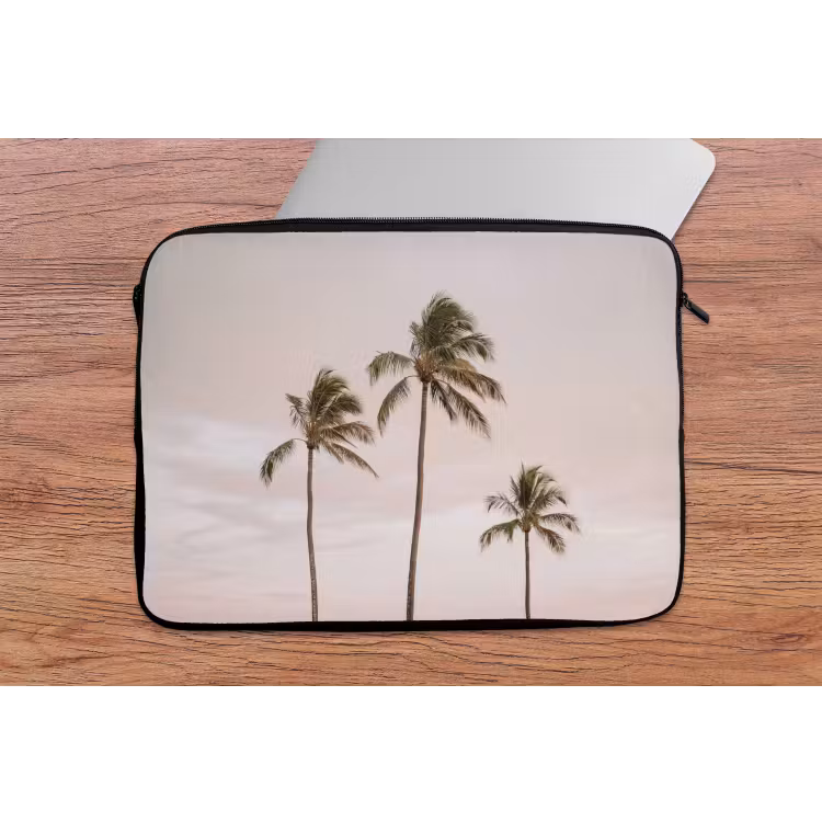 Laptophoes - Palmbomen - Zonsondergang - Roze — 2