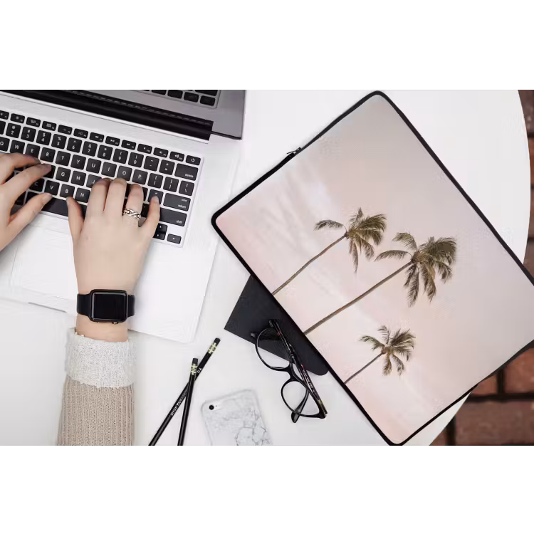 Laptophoes - Palmbomen - Zonsondergang - Roze — 3