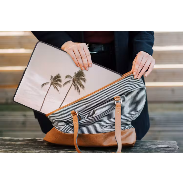 Laptophoes - Palmbomen - Zonsondergang - Roze — 4