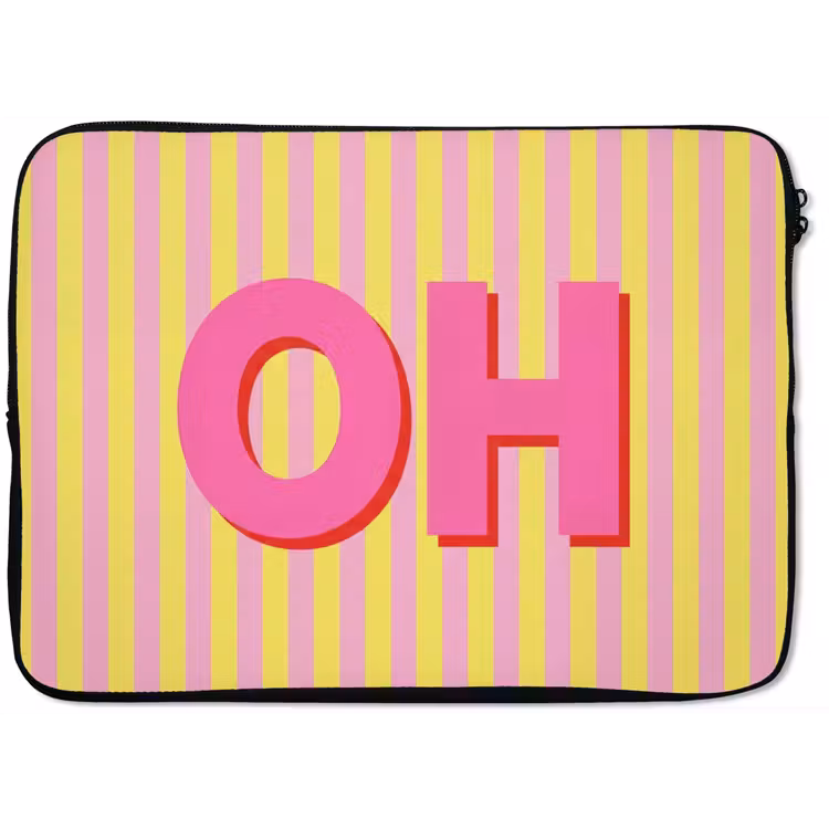 Laptophoes - Tekst - Strepen - Roze — 1