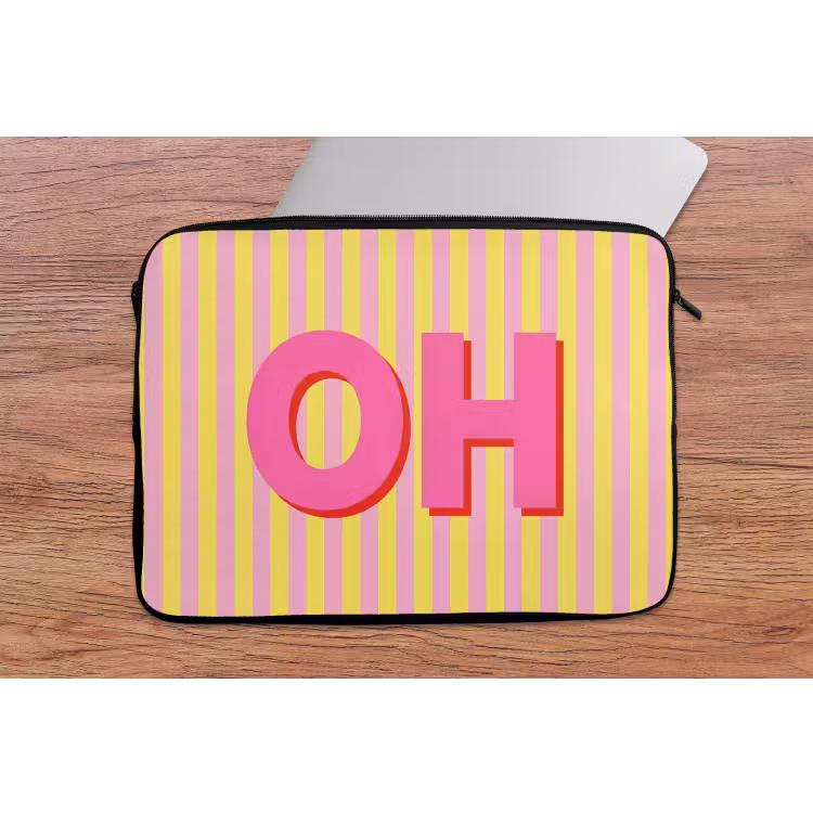 Laptophoes - Tekst - Strepen - Roze — 2