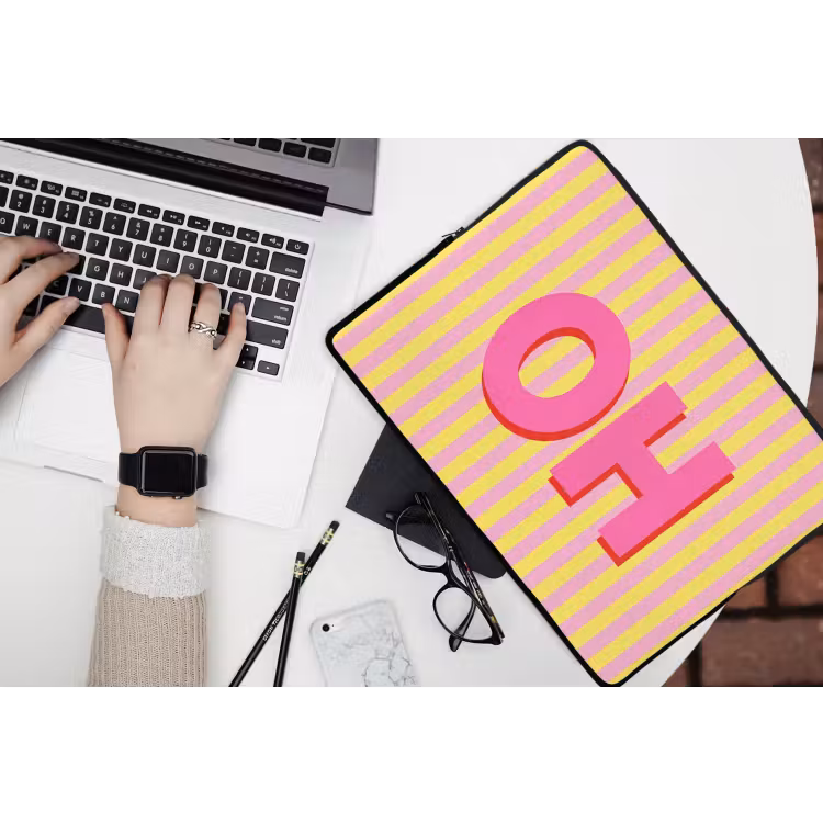 Laptophoes - Tekst - Strepen - Roze — 3