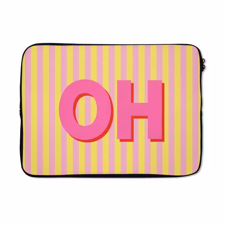 Laptophoes - Tekst - Strepen - Roze — 5