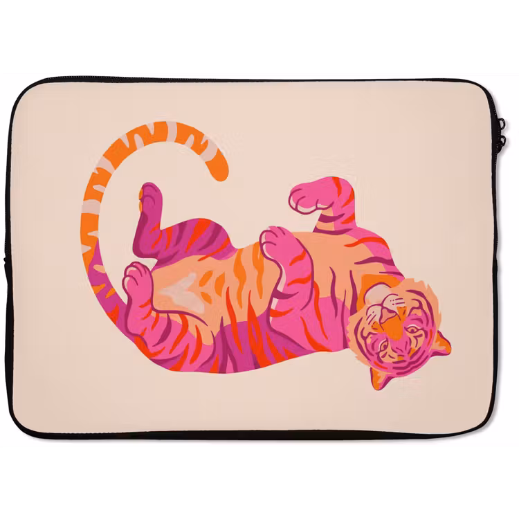 Laptophoes - Tijger - Roze - Oranje — 1