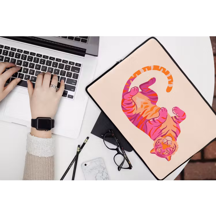 Laptophoes - Tijger - Roze - Oranje — 3