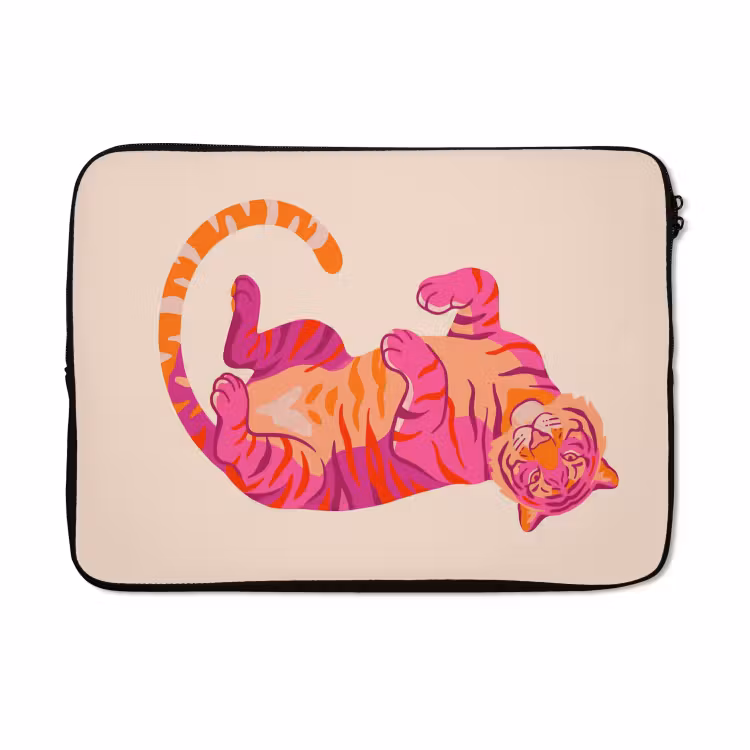 Laptophoes - Tijger - Roze - Oranje — 5