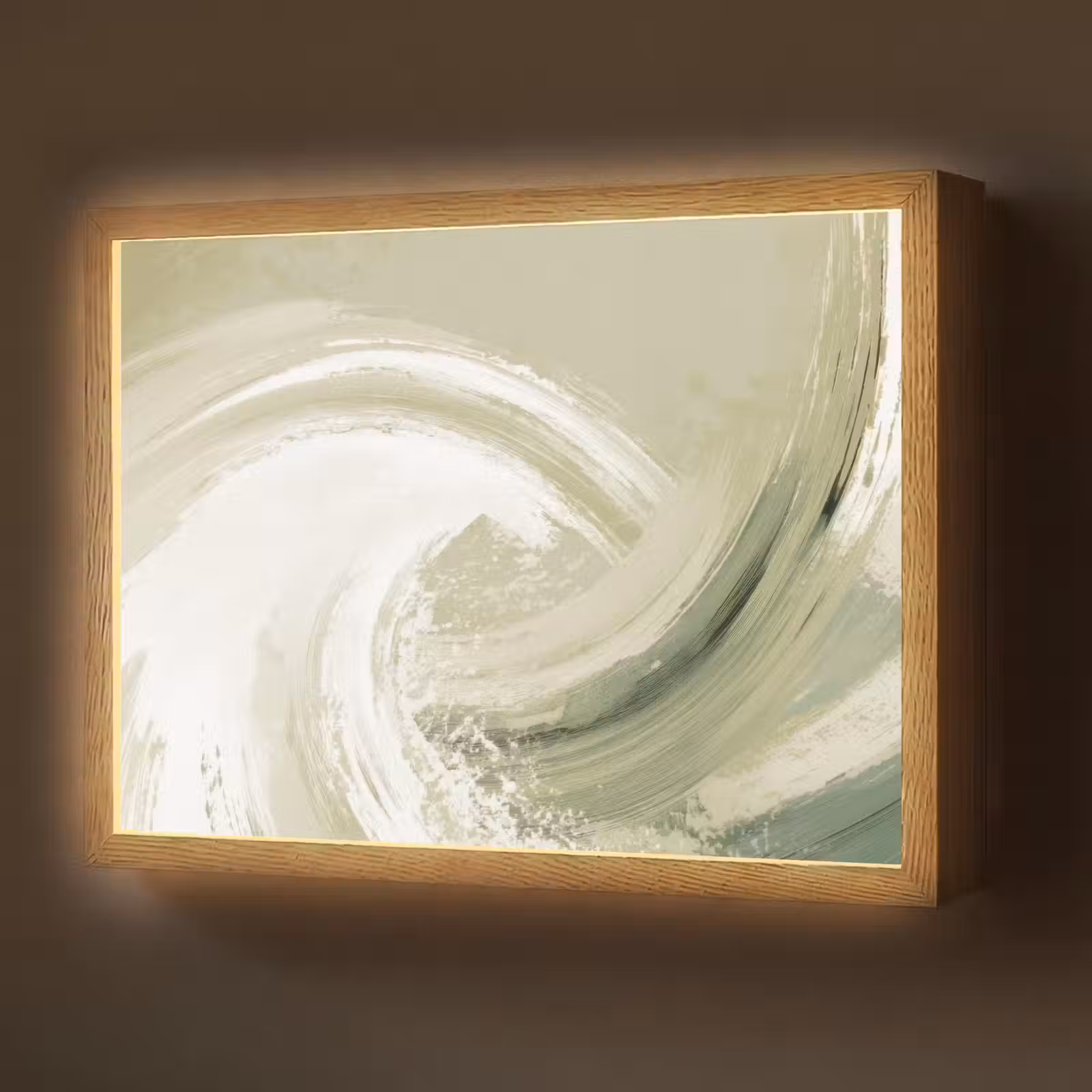 Lightbox - Wandlamp - Abstract - Penseelstreken - Golven - Groen — 1
