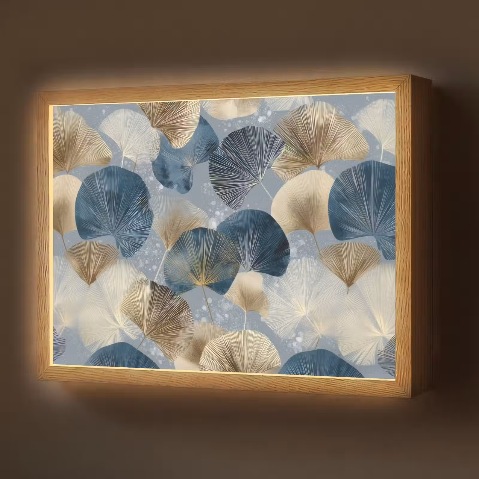 Lightbox - Wandlamp - Bladeren - Abstract - Goud - Blauw — 1