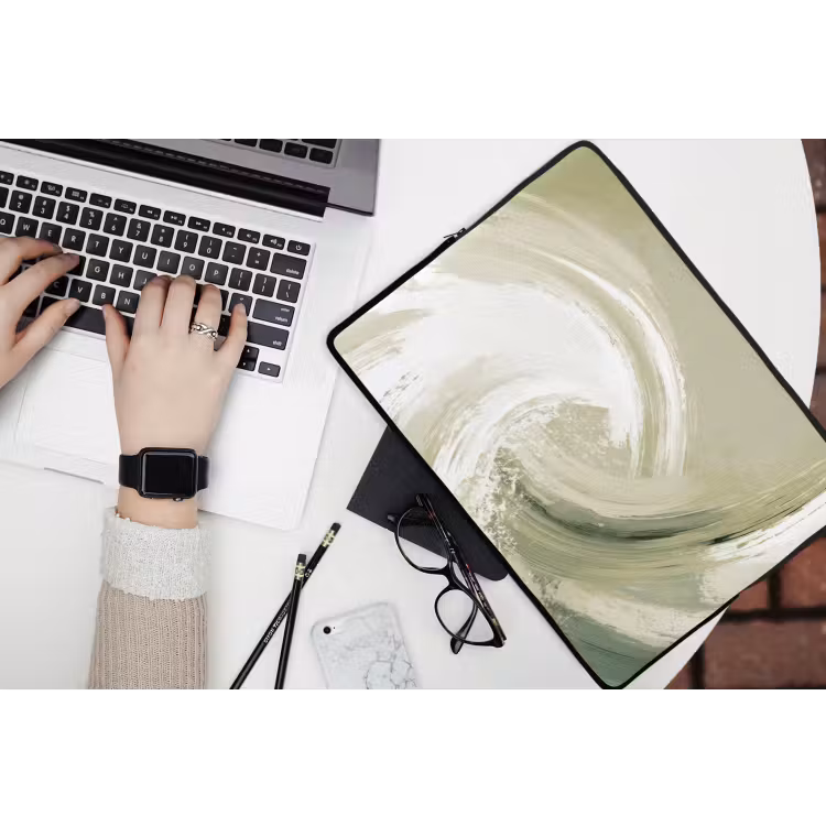 Laptophoes - Abstract - Penseelstreken - Golven - Groen — 3