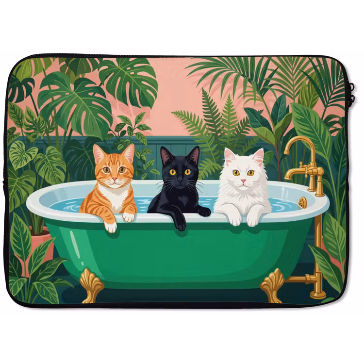 Laptophoes - Badkamer - Kattenparade - Kleurrijk — 1