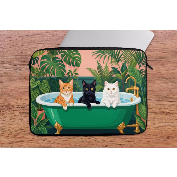 Laptophoes - Badkamer - Kattenparade - Kleurrijk — 2