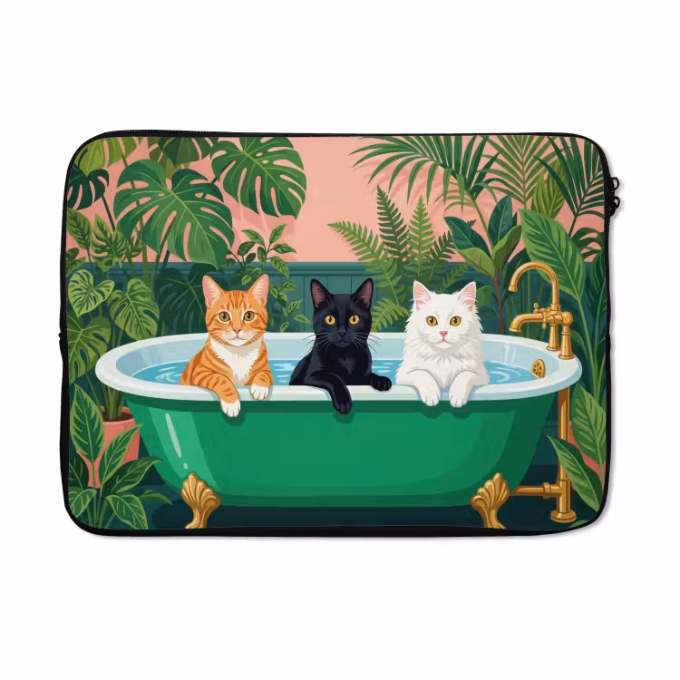 Laptophoes - Badkamer - Kattenparade - Kleurrijk — 5