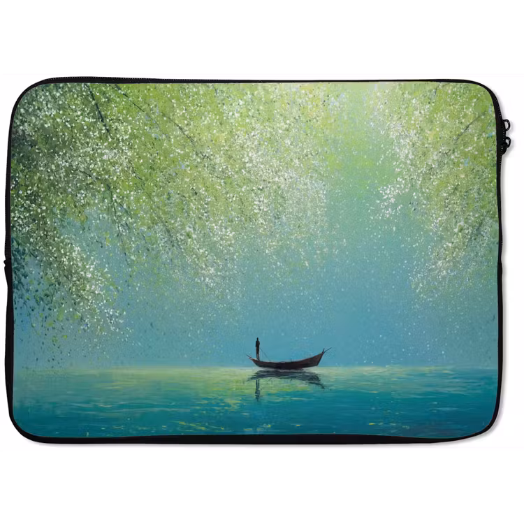 Laptophoes - Bootje - Water - Bladeren - Bloesems — 1