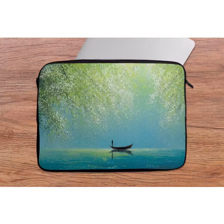 Laptophoes - Bootje - Water - Bladeren - Bloesems — 2