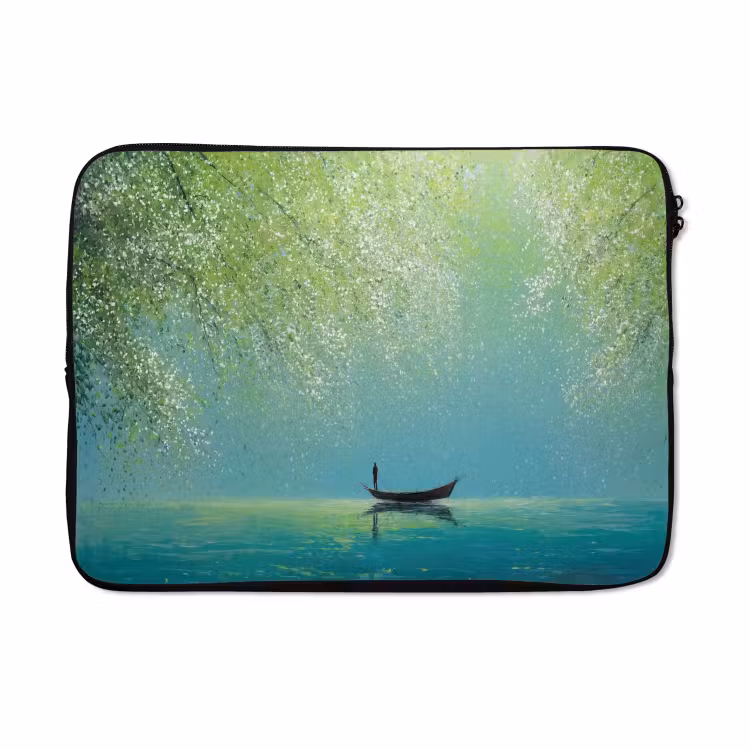 Laptophoes - Bootje - Water - Bladeren - Bloesems — 5
