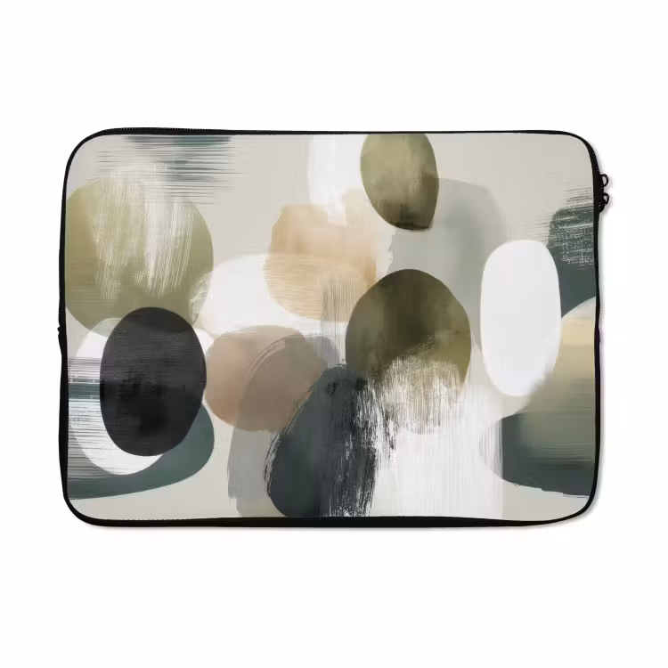 Laptophoes - Minimalistisch - Cirkels - Penseelstreken - Beige — 5