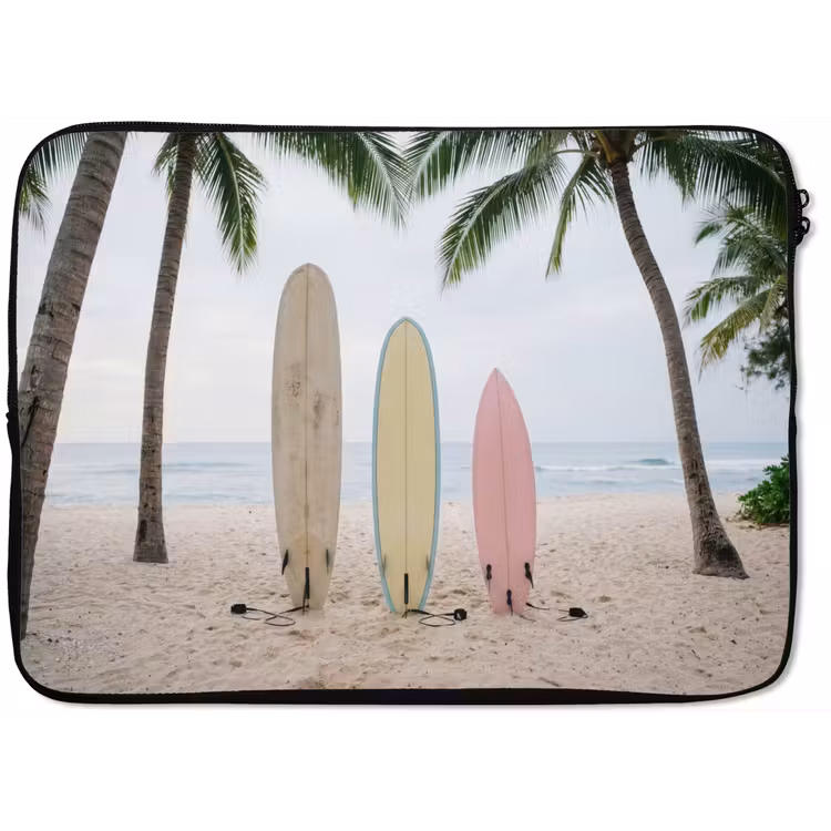 Laptophoes - Surfboard - Palmbomen - Kleurrijk — 1
