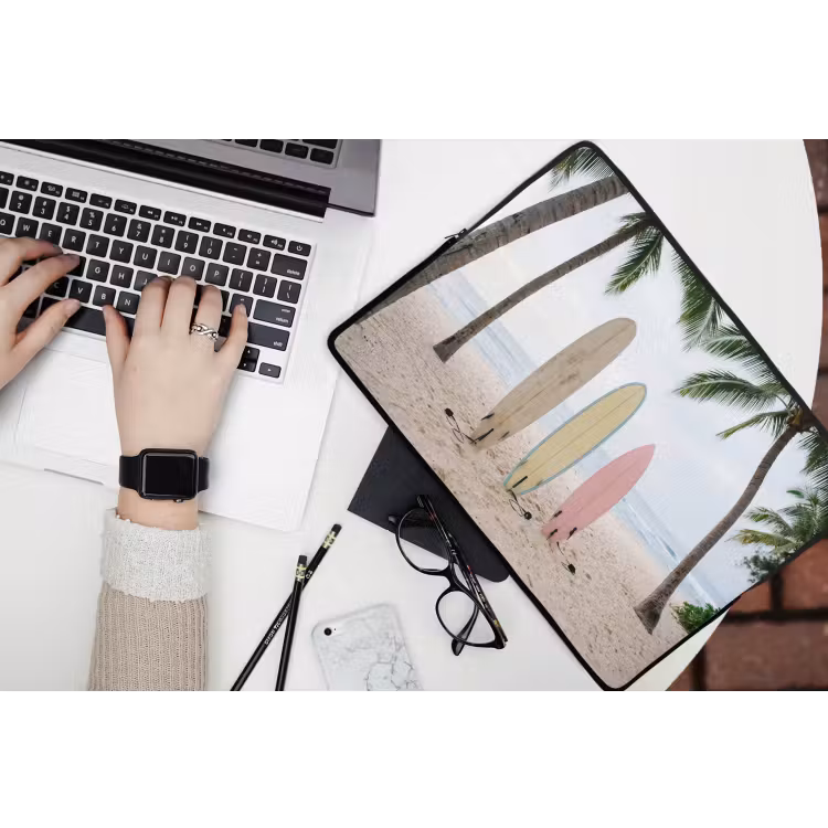 Laptophoes - Surfboard - Palmbomen - Kleurrijk — 3