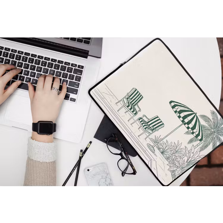 Laptophoes - Terras - Illustratie - Groen — 3