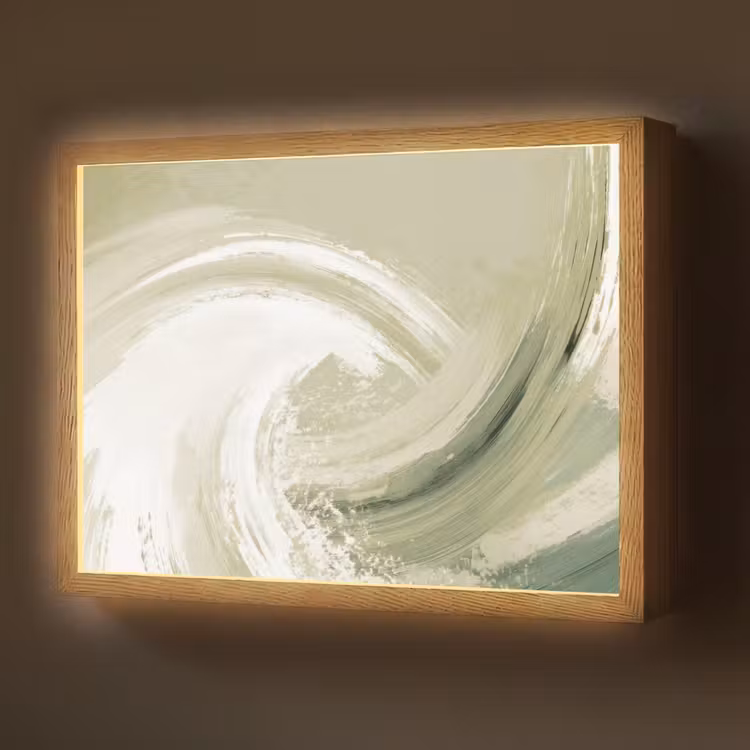 Lightbox - Wandlamp - Abstract - Penseelstreken - Golven - Groen — 1