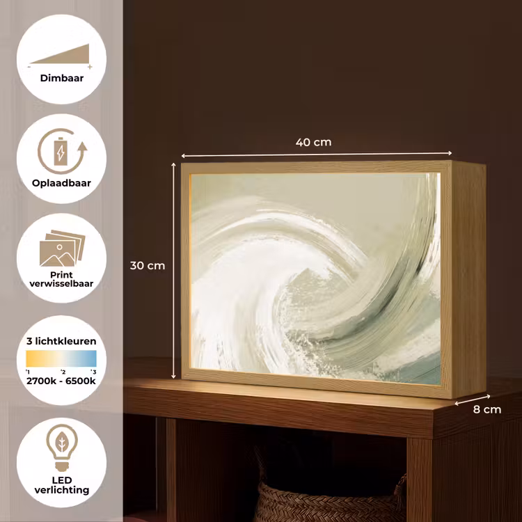 Lightbox - Wandlamp - Abstract - Penseelstreken - Golven - Groen — 10