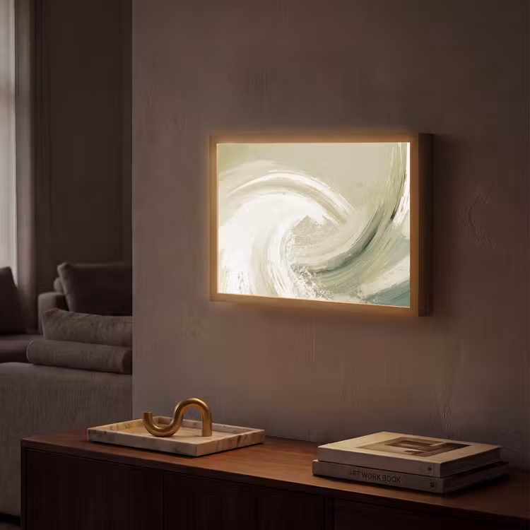 Lightbox - Wandlamp - Abstract - Penseelstreken - Golven - Groen — 2