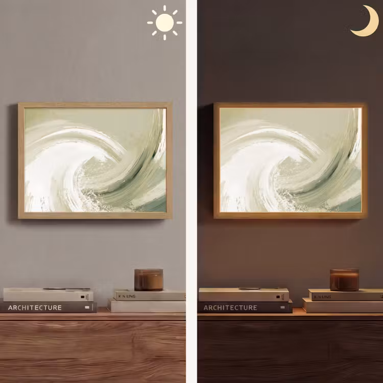 Lightbox - Wandlamp - Abstract - Penseelstreken - Golven - Groen — 6
