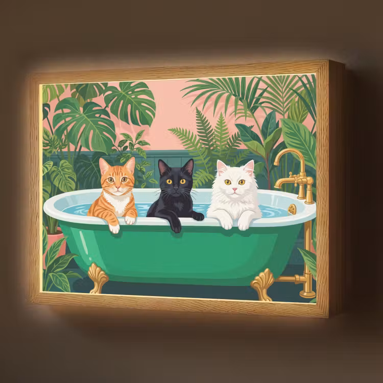 Lightbox - Wandlamp - Badkamer - Kattenparade - Kleurrijk — 1