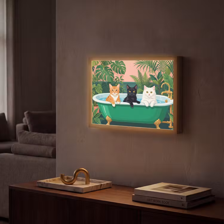 Lightbox - Wandlamp - Badkamer - Kattenparade - Kleurrijk — 2
