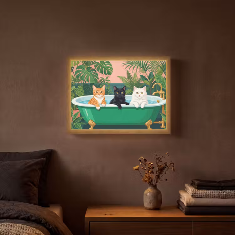 Lightbox - Wandlamp - Badkamer - Kattenparade - Kleurrijk — 3