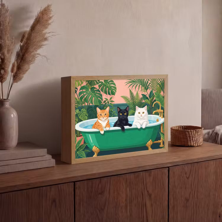 Lightbox - Wandlamp - Badkamer - Kattenparade - Kleurrijk — 4