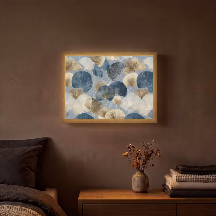 Lightbox - Wandlamp - Bladeren - Abstract - Goud - Blauw — 3