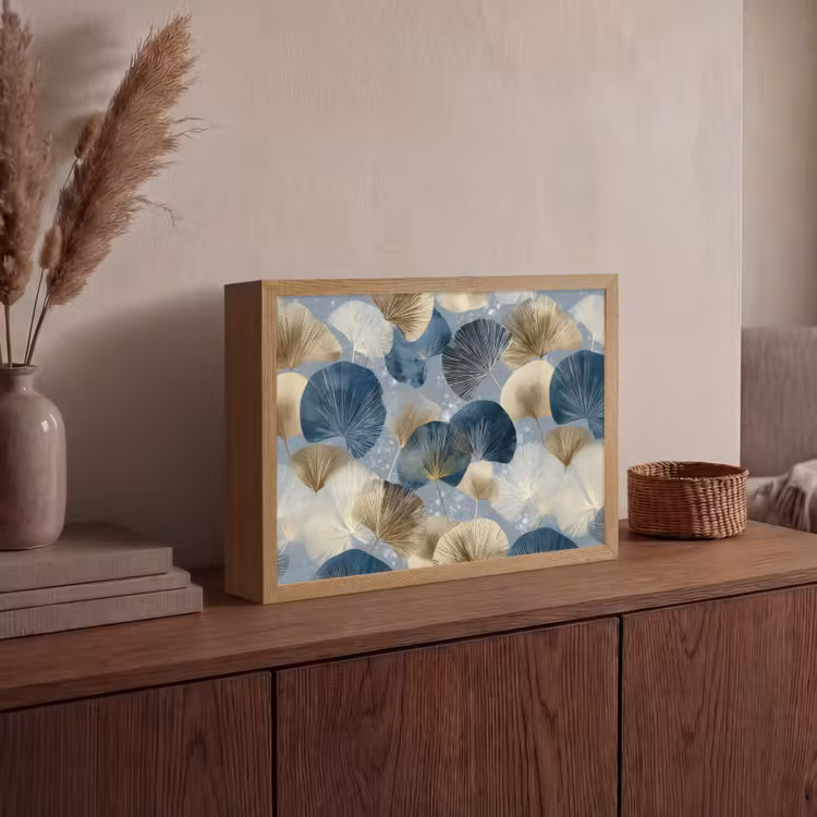 Lightbox - Wandlamp - Bladeren - Abstract - Goud - Blauw — 4