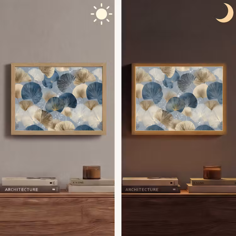 Lightbox - Wandlamp - Bladeren - Abstract - Goud - Blauw — 6