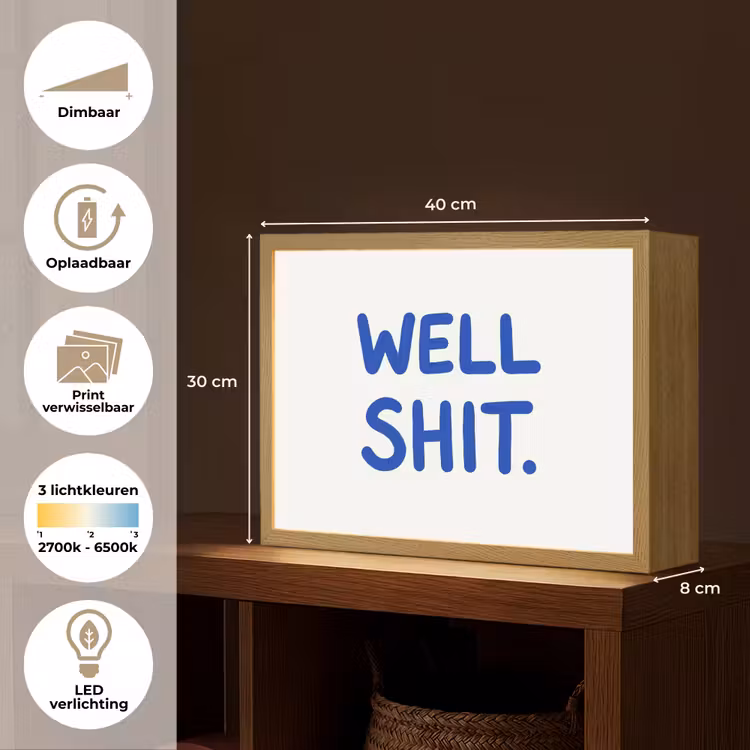 Lightbox - Wandlamp - Blauw - Quote - Wit — 10