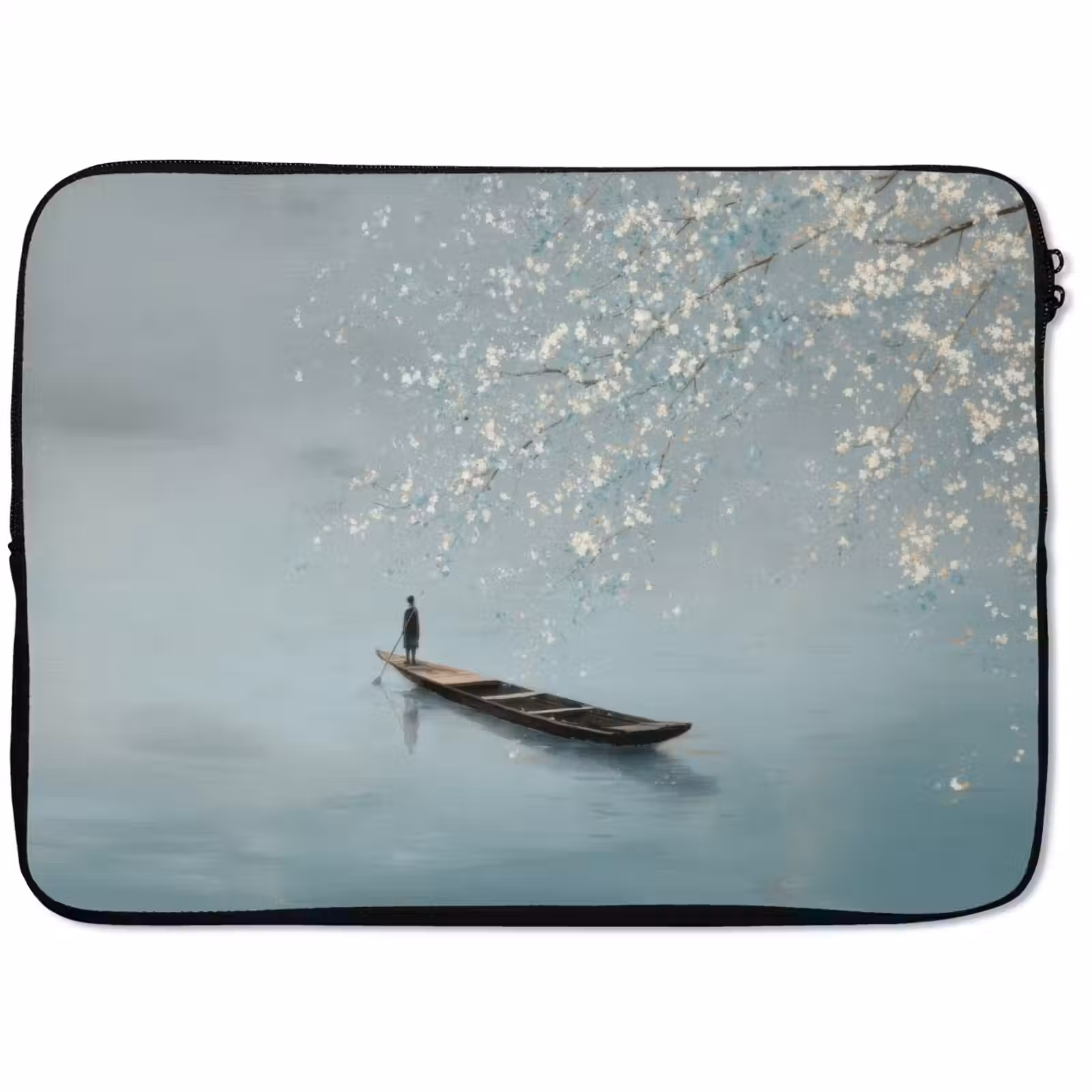 Laptophoes - Bloesems - Minimalistisch - Wateroppervlak - Boot — 1