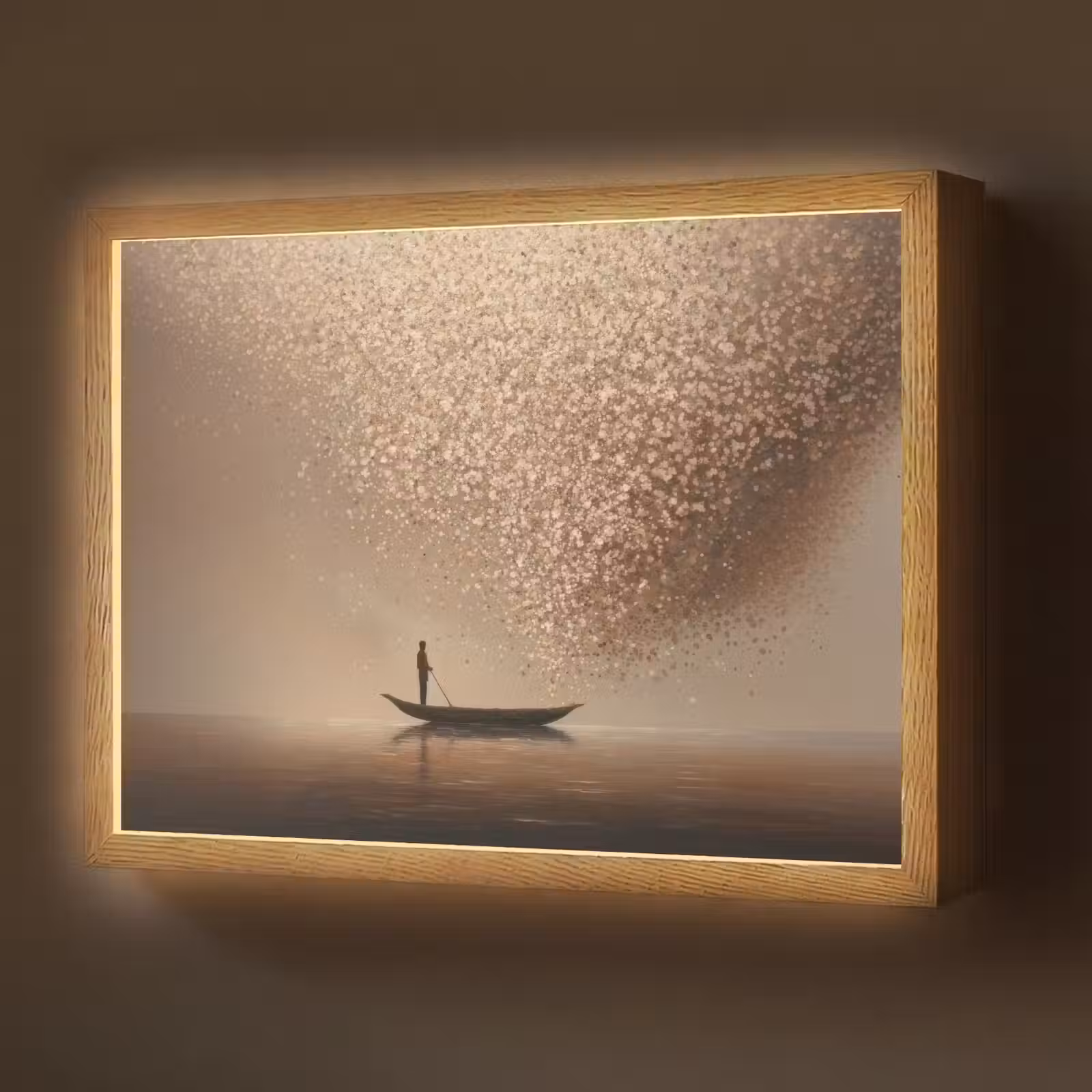 Lightbox - Wandlamp - Bootje - Blaadjes - Goud - Water — 1