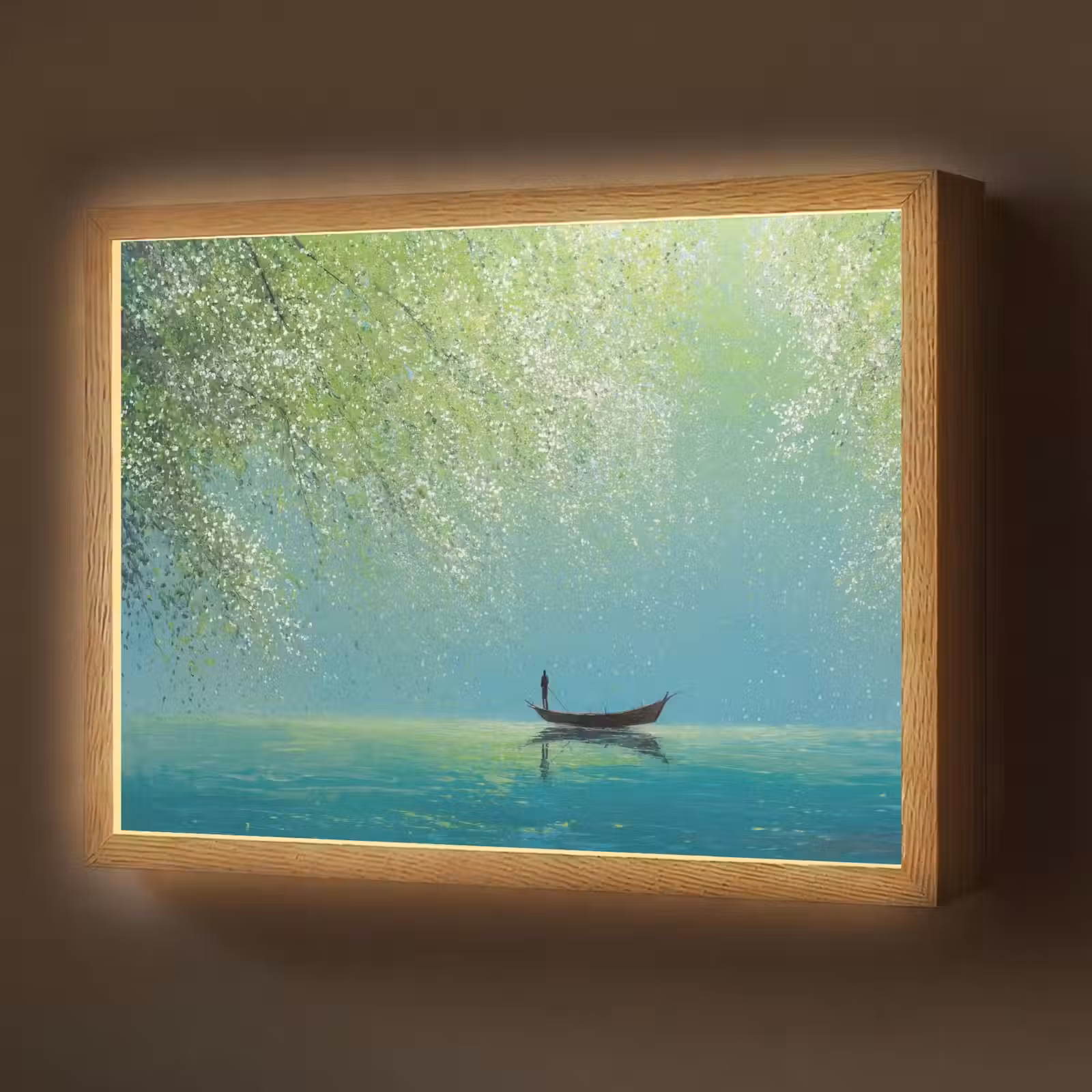 Lightbox - Wandlamp - Bootje - Water - Bladeren - Bloesems — 1